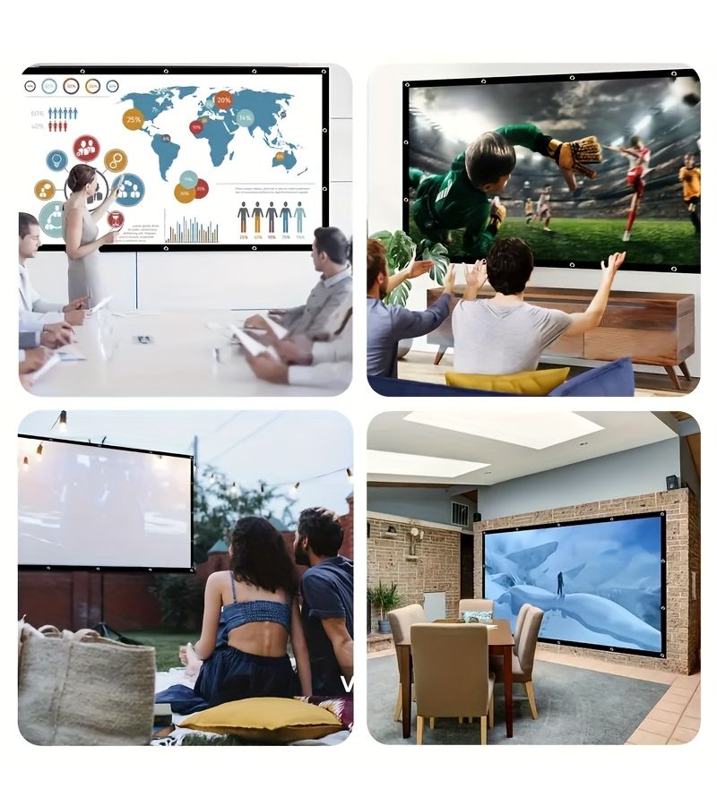 150 Inches 16 9 High Density Projector Screen With Rope Supporting 4K High Definition And Double Sided Projection Easy Installation Without Drilling Includes Hooks And Rope - Image 4