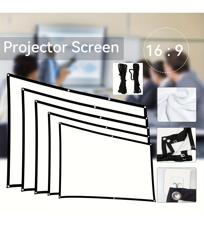 150 Inches 16 9 High Density Projector Screen With Rope Supporting 4K High Definition And Double Sided Projection Easy Installation Without Drilling Includes Hooks And Rope - Image 3