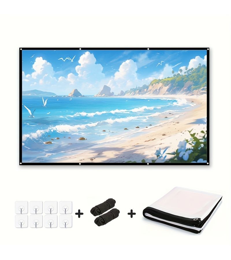 150 Inches 16 9 High Density Projector Screen With Rope Supporting 4K High Definition And Double Sided Projection Easy Installation Without Drilling Includes Hooks And Rope - Image 5