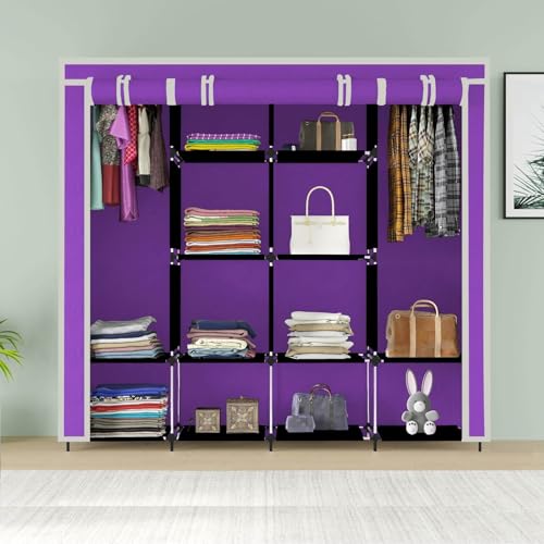 GTC Collapsible Wardrobe Clothes Almira, 2 Hanging Space, 12 Shelves, 1 Side Pocket Non-Woven Fabric (W 88270) - Image 2