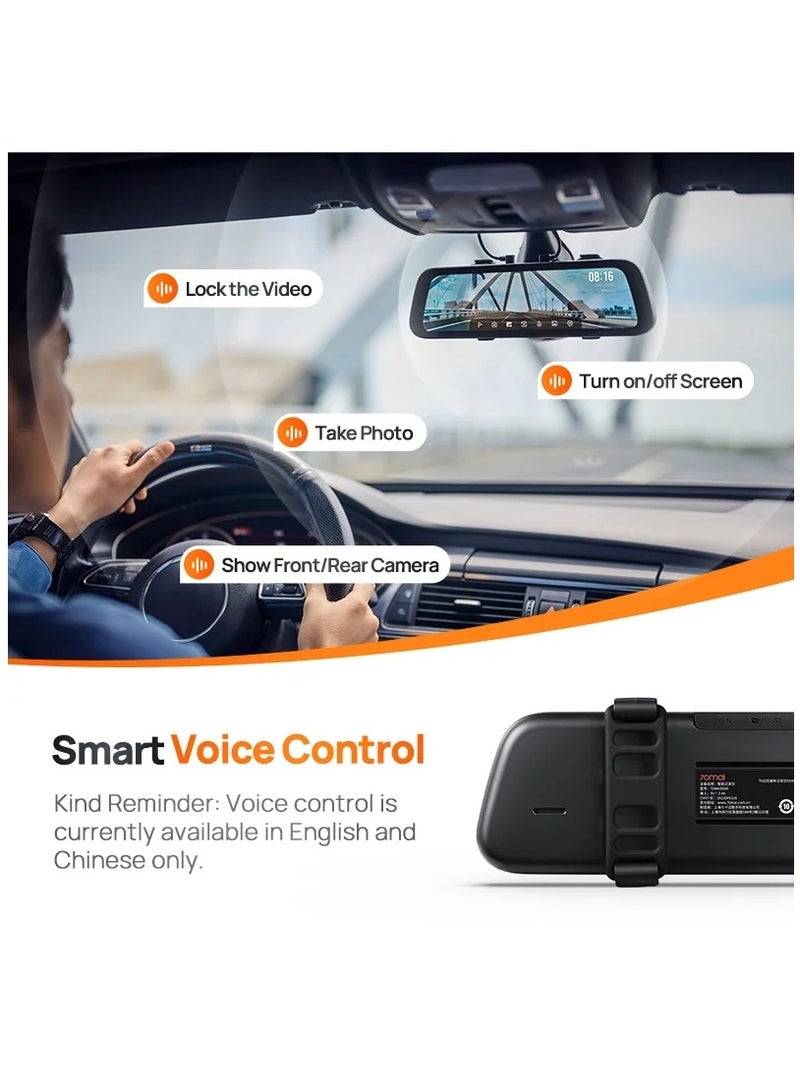 70 ماي S500 مرآة الرؤية الخلفية DashCam، 3K 1944P أمامي وخلفي FHD، STARVIS 2 مع Dual HDR، شاشة لمس IPS 9.35 بوصة، مستشعر G، WiFi، مكثف فائق، وضع انتظار اختياري، دعم حتى 128 جيجابايت - Image 4