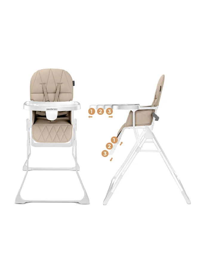 نيوبريز Neobreez-CRIS Compact Foldable Highchair for Baby/Toddler – Beige/white