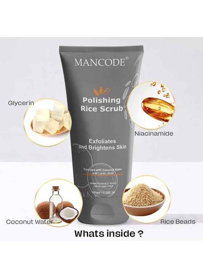 MAN CODE Mancode Polishing Rice Scrub For Oil Control Unclogs Your Pores Help To Brighten Skin Face Scrub 100Gm  - Image 3