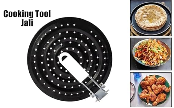SHREESAMP SHREESAMP Stainless Steel Round Foldable Handle Hot Roaster Black Roti Jali Roaster with Heat Papad Jali Barbeque Item Kitchen Tool Stainless Steel Cooking Tool Jali  - Image 3