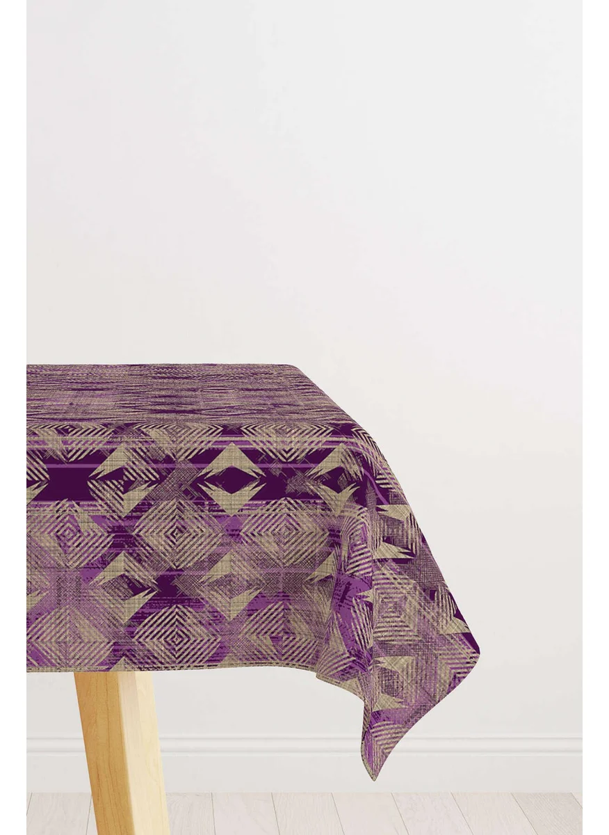 Cango Home Purple Brown Modern Geometric Patterned Digital Printed Tablecloth CGH495-MS