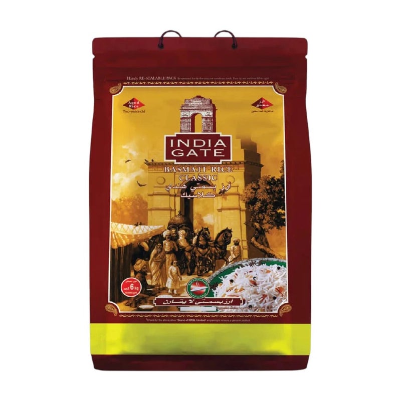 أرز بسمتي أبيض كلاسيكي من إنديا غيت - 6 كجم