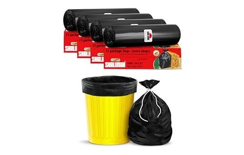 Shalimar Premium OXO Biodegradable Garbage Bag with Tie, 60 Bags, 76x94 cm, Black, Heavy Duty Leak Proof Lavender Scented Trash Bags for Home and Office Use - Image 1