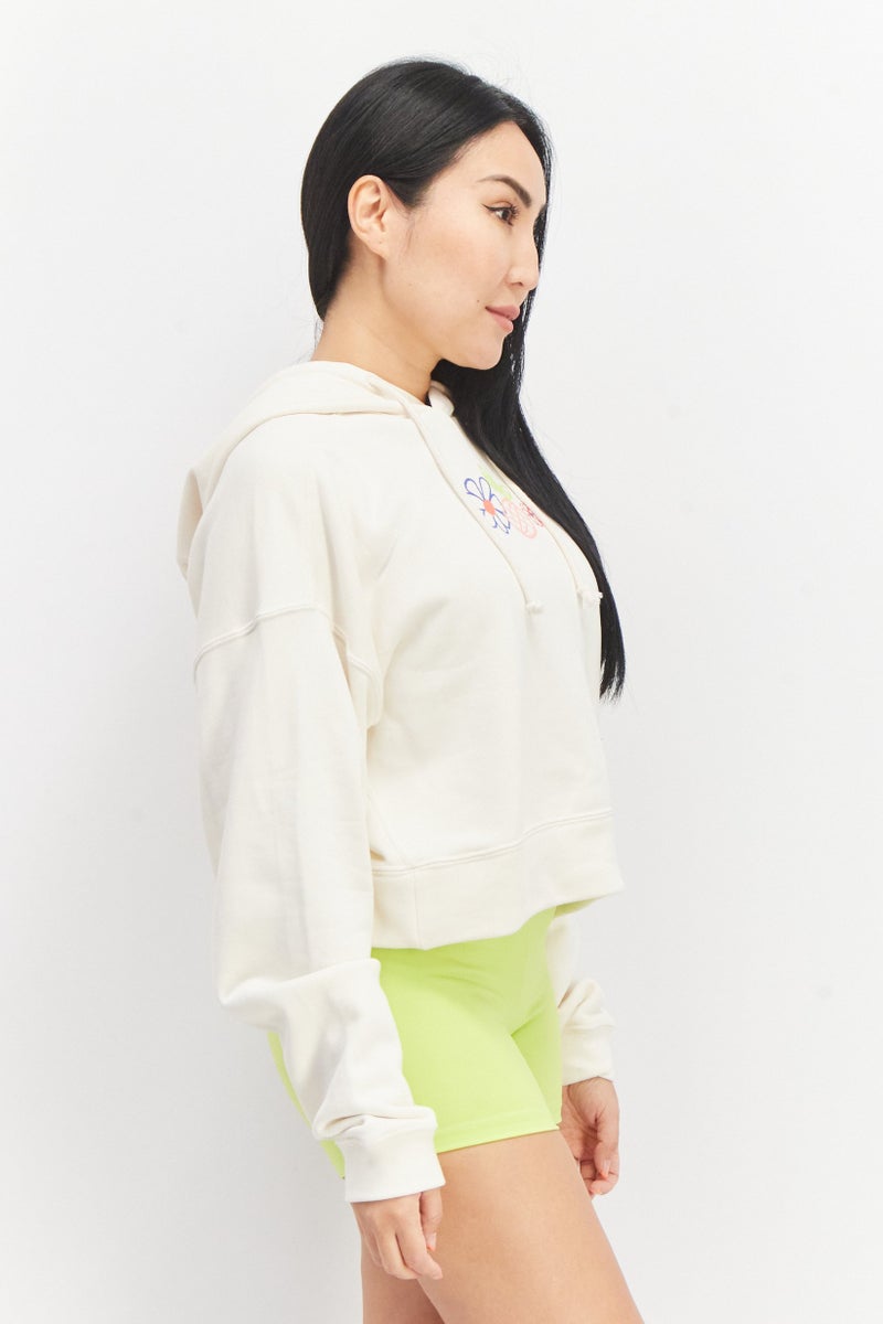 adidas Originals Women Sportswear Fit Long Sleeves Training Hoodie, Beige Combo - Image 4