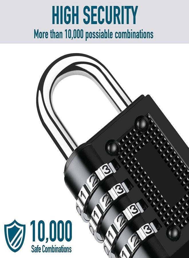 SBA PRIME 4-Digit Resettable Combination Padlock Set of 2 Black Heavy Duty Security Lock for Gym School Locker Outdoor Gate Bag Fence Storage Use - Image 4