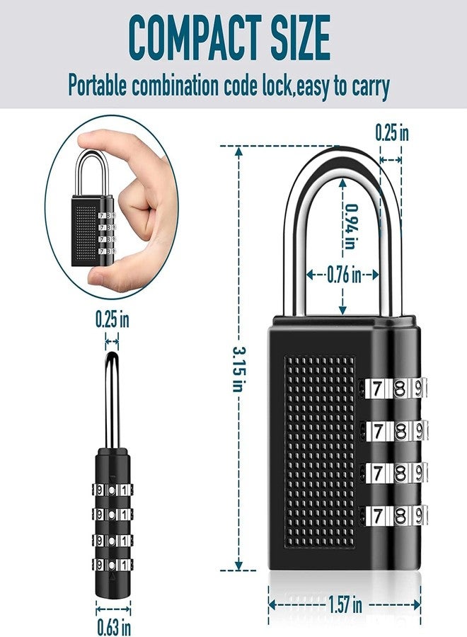 SBA PRIME 4-Digit Resettable Combination Padlock Set of 2 Black Heavy Duty Security Lock for Gym School Locker Outdoor Gate Bag Fence Storage Use - Image 2
