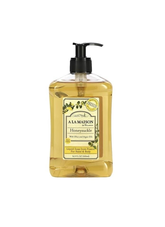 A La Maison De Provence Liquid Soap For Hand Body Honeysuckle 16.9 fl oz 500 ml 
