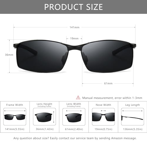 SUNGAIT Ultra Lightweight Polarized Sunglasses Men Rectangular Metal Frame with Spring Hinge SGT559ZH-HH-JKML - Image 5