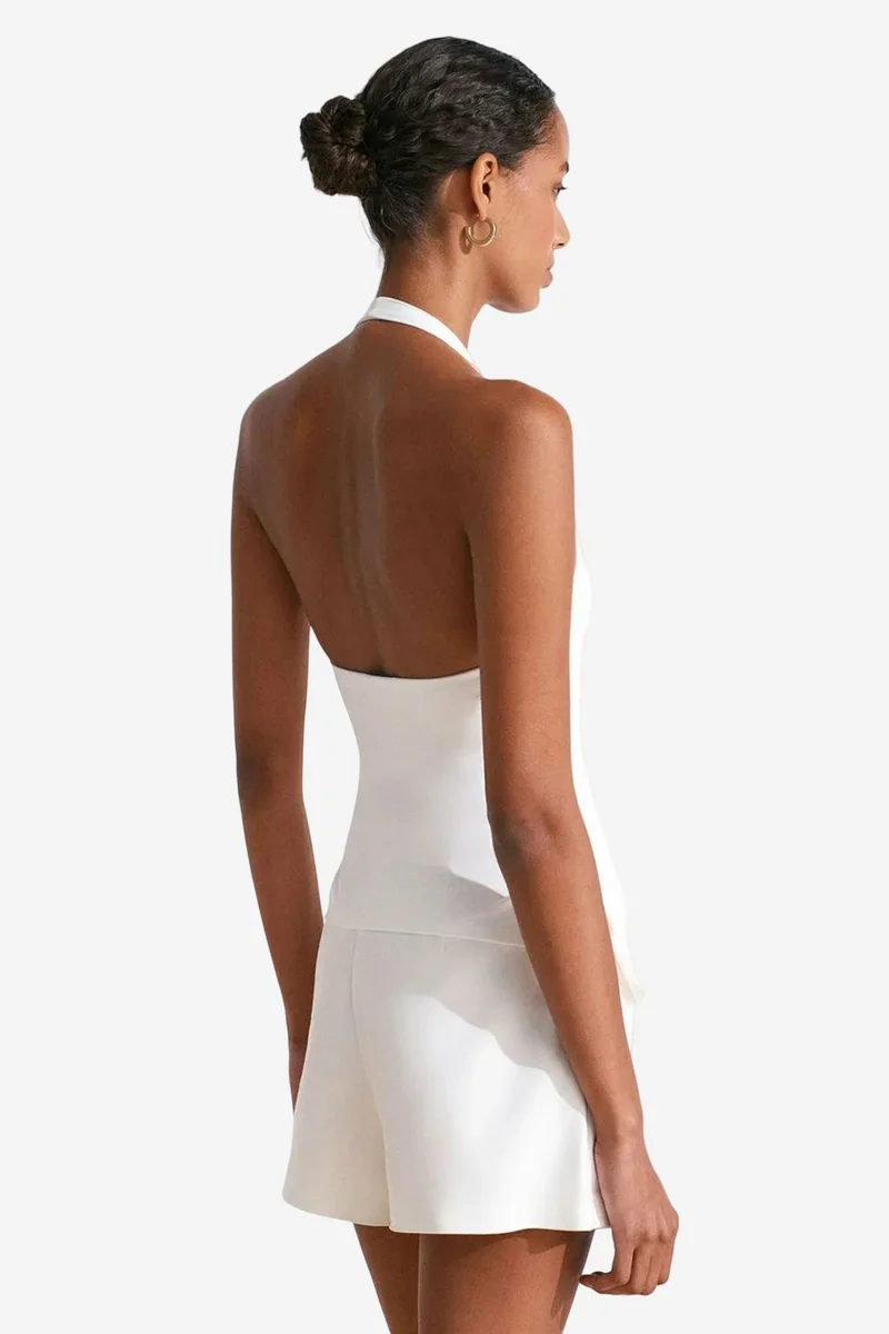 Dilvin White DILVIN Women's Slim Fit Halter Neck Cut-Out Top for Women | Best Price UAE