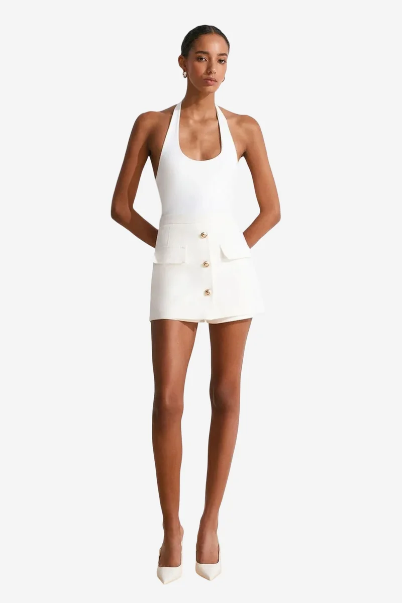 Dilvin White DILVIN Women's Slim Fit Halter Neck Cut-Out Top for Women | Best Price UAE