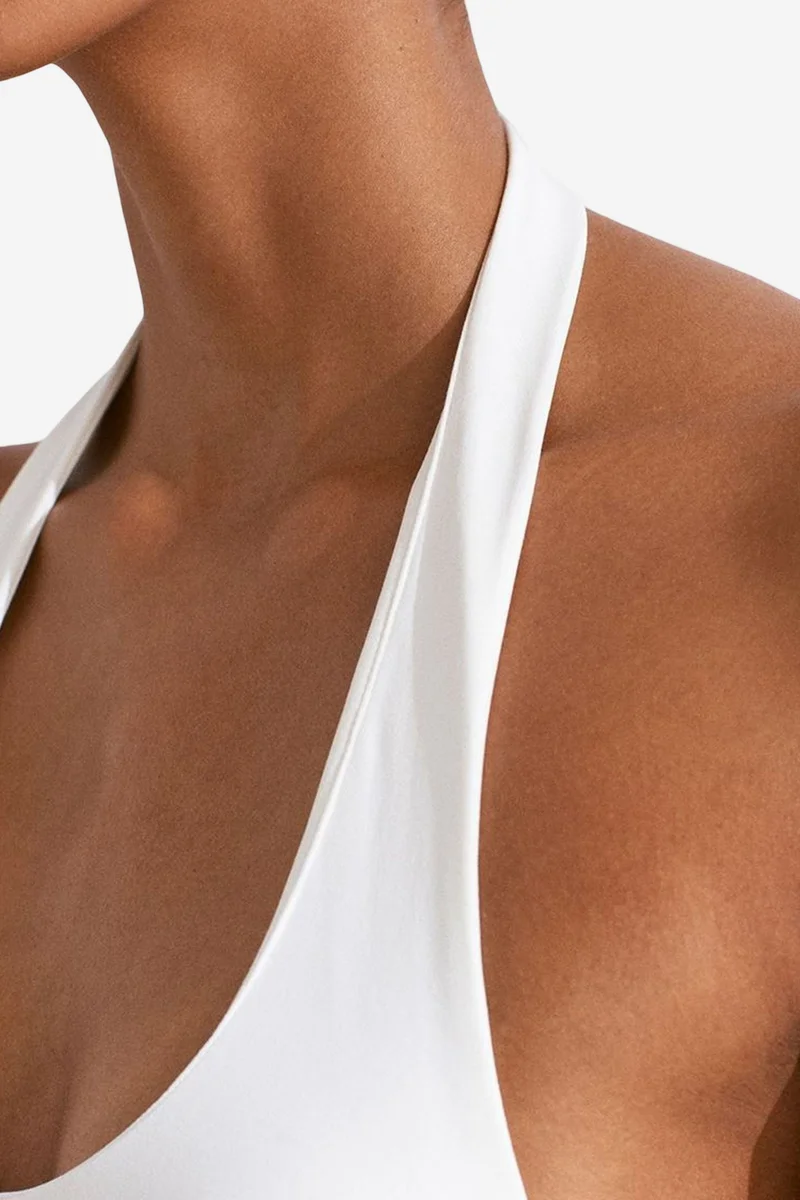 Dilvin White DILVIN Women's Slim Fit Halter Neck Cut-Out Top for Women | Best Price UAE