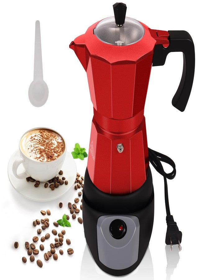 Mogrecha Aluminum Electric Moka Pot 5-6 Cup 270ml Express Coffee Maker Stovetop Espresso Portable Coffeemaker Italian Classic Brewing Greca Cafe Mocha with Removable Base and Overheating Protection Machine - Image 1