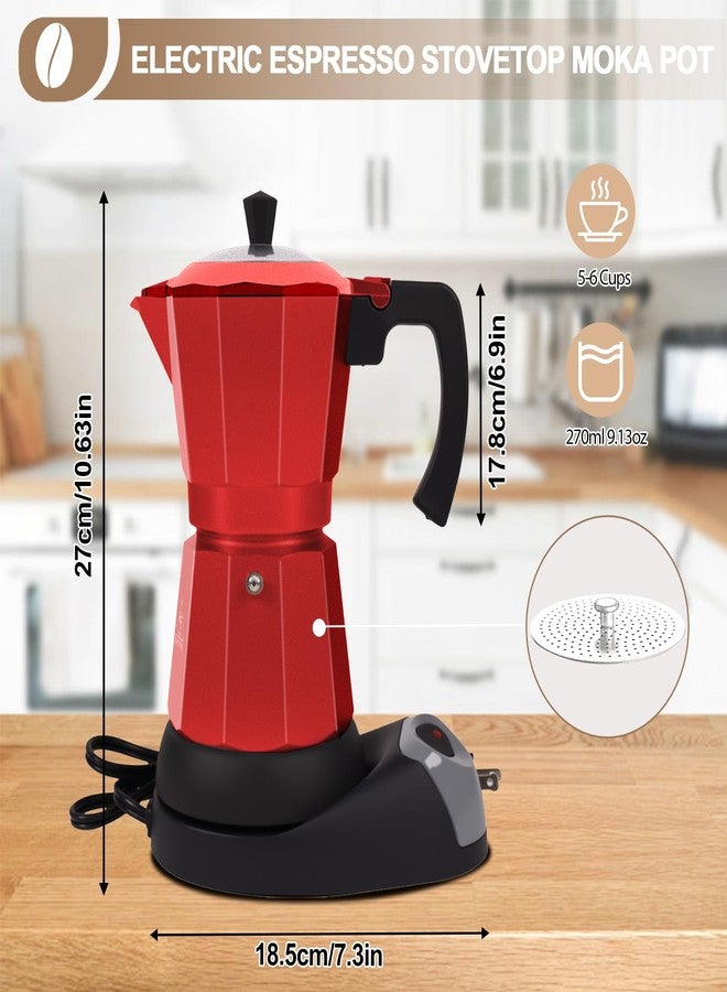 Mogrecha Aluminum Electric Moka Pot 5-6 Cup 270ml Express Coffee Maker Stovetop Espresso Portable Coffeemaker Italian Classic Brewing Greca Cafe Mocha with Removable Base and Overheating Protection Machine - Image 2