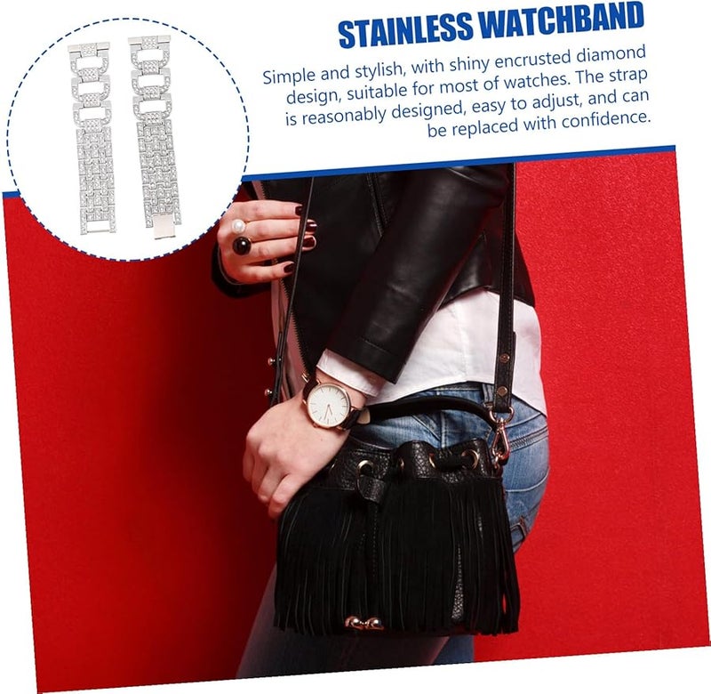 Stainless Steel Watch Strap for Samsung Galaxy Watch Active2 Diamond Metal Replacement Band - Image 4