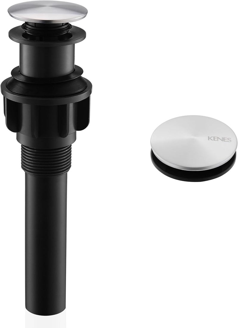 KENES Bathroom Vessel Sink Pop Up Drain Without Overflow Assembly, Lavatory Vanity Sink Drain Stopper,Anti-Clogging Drain Strainer, Brushed Nickel, KE-P300A - Image 1