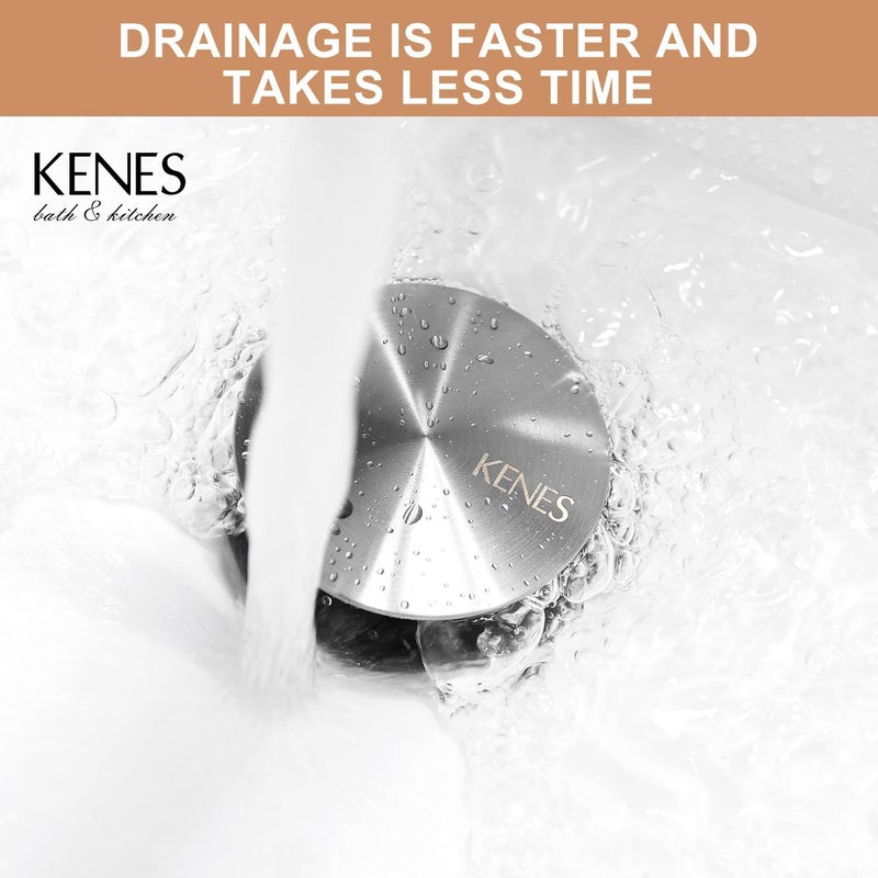 KENES Bathroom Vessel Sink Pop Up Drain Without Overflow Assembly, Lavatory Vanity Sink Drain Stopper,Anti-Clogging Drain Strainer, Brushed Nickel, KE-P300A - Image 5