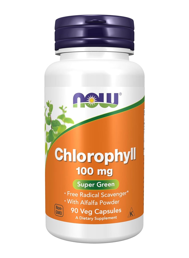 now Chlorophyll 100 Mg With Alfalfa Powder Green Superfood 90 Veg Capsules - Image 1