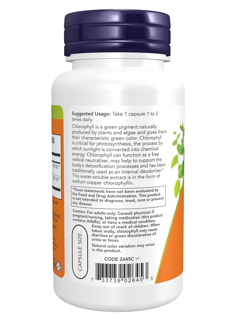 now Chlorophyll 100 Mg With Alfalfa Powder Green Superfood 90 Veg Capsules - Image 3