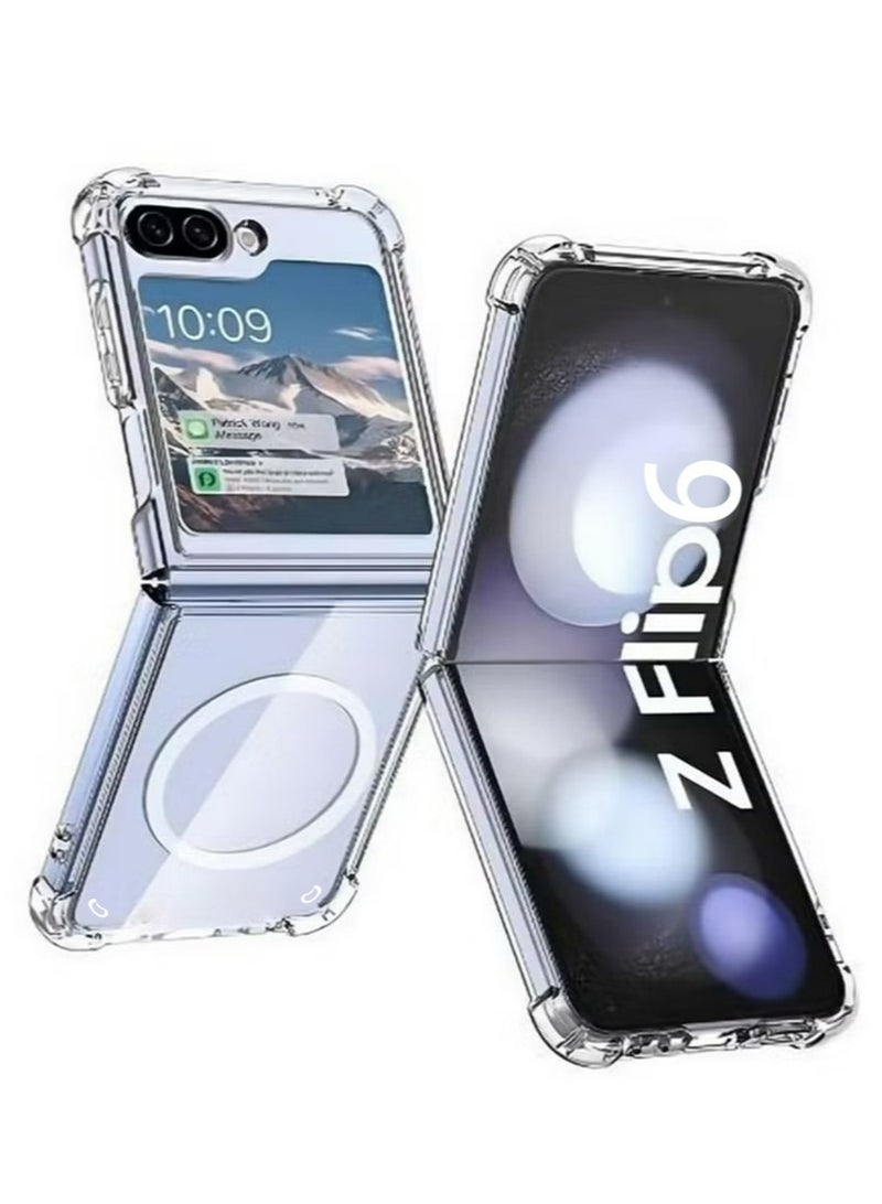 X-level Samsung Z Flip 6 Magnetic Case Compatible with Magsafe Accessories Wireless Charging Screen and Camera Protection Shockproof Protective Cover for Samsung Galaxy Z Flip 6 - Image 1