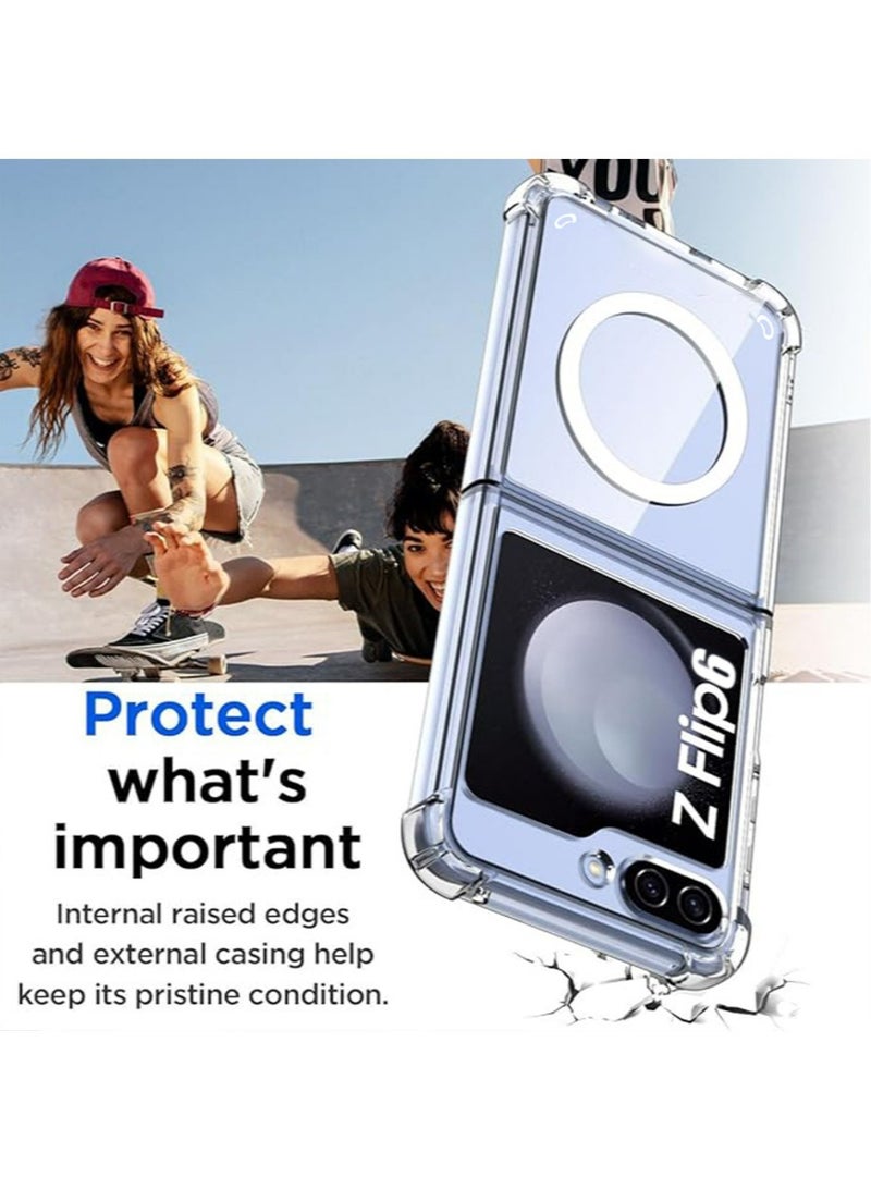 X-level Samsung Z Flip 6 Magnetic Case Compatible with Magsafe Accessories Wireless Charging Screen and Camera Protection Shockproof Protective Cover for Samsung Galaxy Z Flip 6 - Image 4