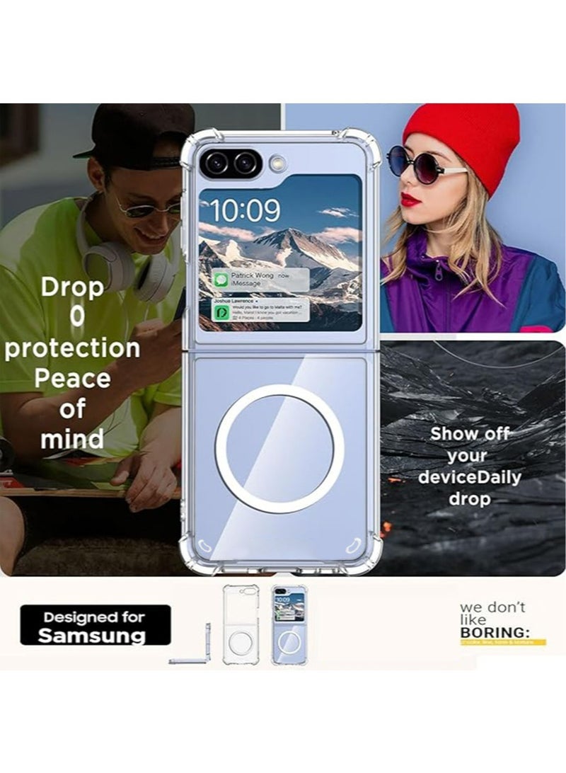 X-level Samsung Z Flip 6 Magnetic Case Compatible with Magsafe Accessories Wireless Charging Screen and Camera Protection Shockproof Protective Cover for Samsung Galaxy Z Flip 6 - Image 5