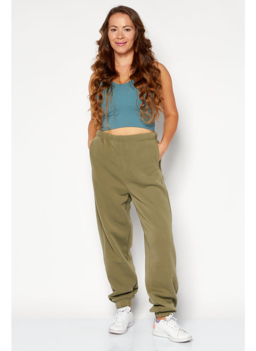 Fit Collective - Women Regular Fit Solid Joggers,  Olive - Image 1