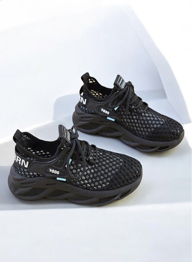 ZCM-HAPPY Hollow Mesh Sneakers for - Summer Casual Breathable Thin Athletic Shoes with Soft Bottom for Running, Couple Style Flying Woven Sports Shoes - Image 1