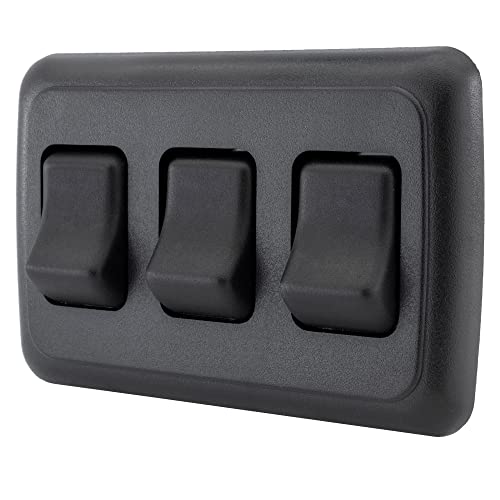 American Technology Components Triple SPST On-Off Switch with Bezel, 12-Volt, for RV, Trailer, Camper (Black) - Image 1