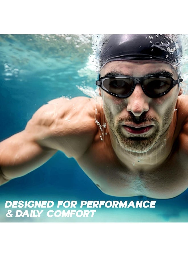 Konex Anti Fog Swimming Goggles with UV Protection for Men & Women | Wide Angle View with Anti Leak Technology | Comes with Attached Ear Plugs | Ideal for Children & Adult (Black) - Premium Goggles for Performance, Durability and Everyday Use - Image 3