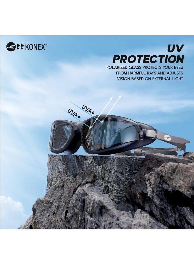 Konex Anti Fog Swimming Goggles with UV Protection for Men & Women | Wide Angle View with Anti Leak Technology | Comes with Attached Ear Plugs | Ideal for Children & Adult (Black) - Premium Goggles for Performance, Durability and Everyday Use - Image 4
