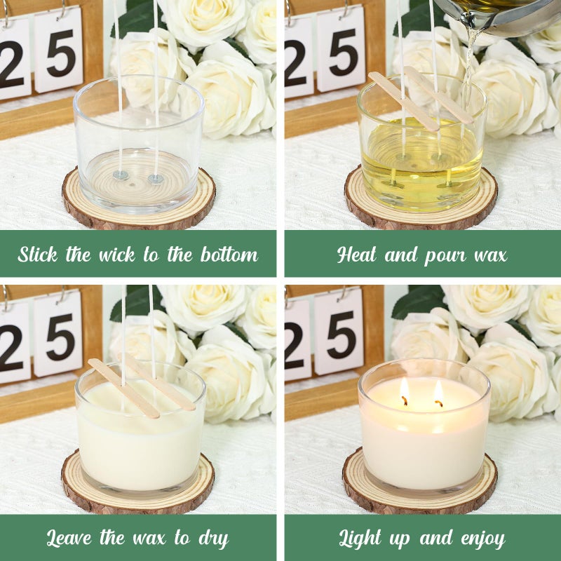 SUPMIND 12oz Candle Jars for Making Candles, 8 Pack Large Clear Glass Empty Candle Jars with Bamboo Lids and Wick Kit, Multiple Wicks Wide Mouth Candle Container Bulk, Ideal for Candle Business - Image 4