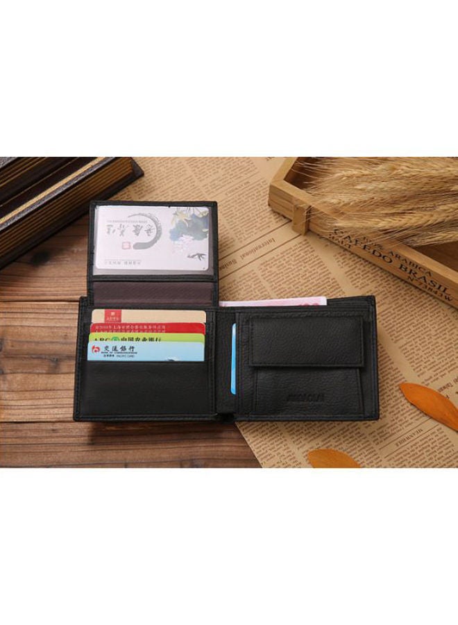 NIBEMINENT Men's Bi-Fold Leather Wallet Black - Image 2