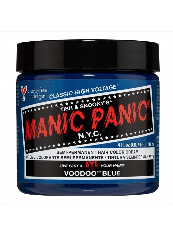 Manic Panic صبغة شعر فودو بلو - كلاسيك هاي فولتاج - لون شعر داكن سيان شبه دائم مع تدرجات خضراء - نباتية، خالية من PPD والأمونيا (4 أونصات) - Image 1