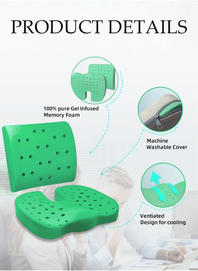 Generic Seat Cushion Lumbar Support Pillow with Washable Cover Memory Foam Desk Chair Cushion Supportive and Breathable Cushion for Long Sitting Comfort  - Image 2