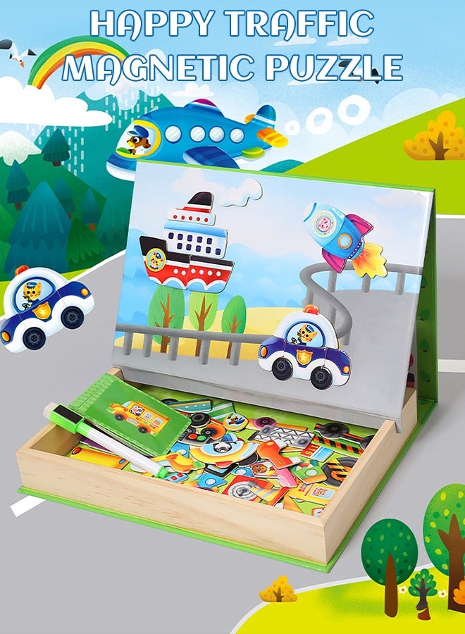 جرويك Wooden Magnetic Puzzles Double Sided Education Learning Toys for Children - Image 2