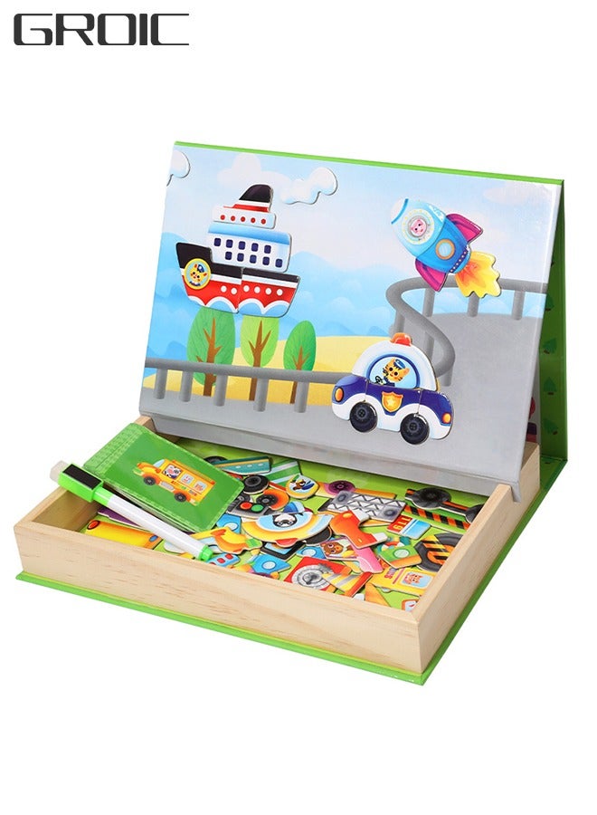 جرويك Wooden Magnetic Puzzles Double Sided Education Learning Toys for Children - Image 1