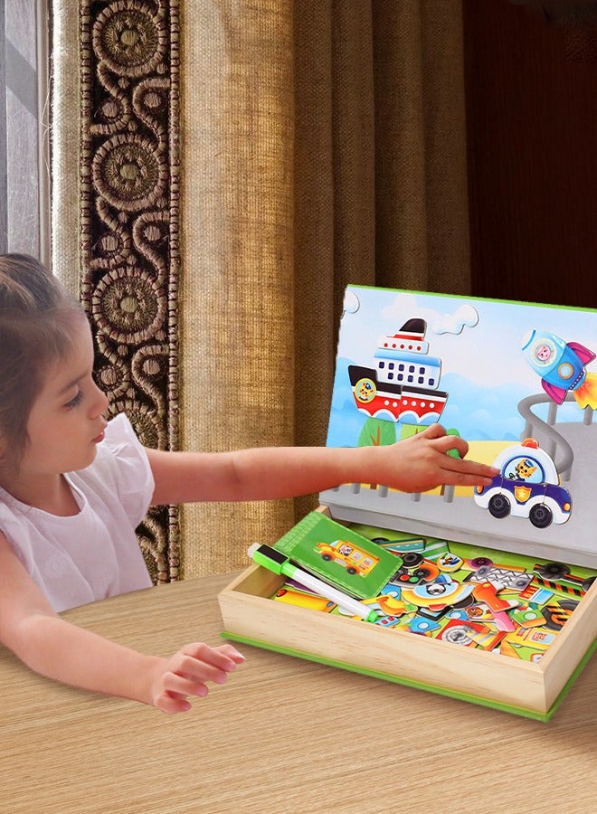 جرويك Wooden Magnetic Puzzles Double Sided Education Learning Toys for Children - Image 4