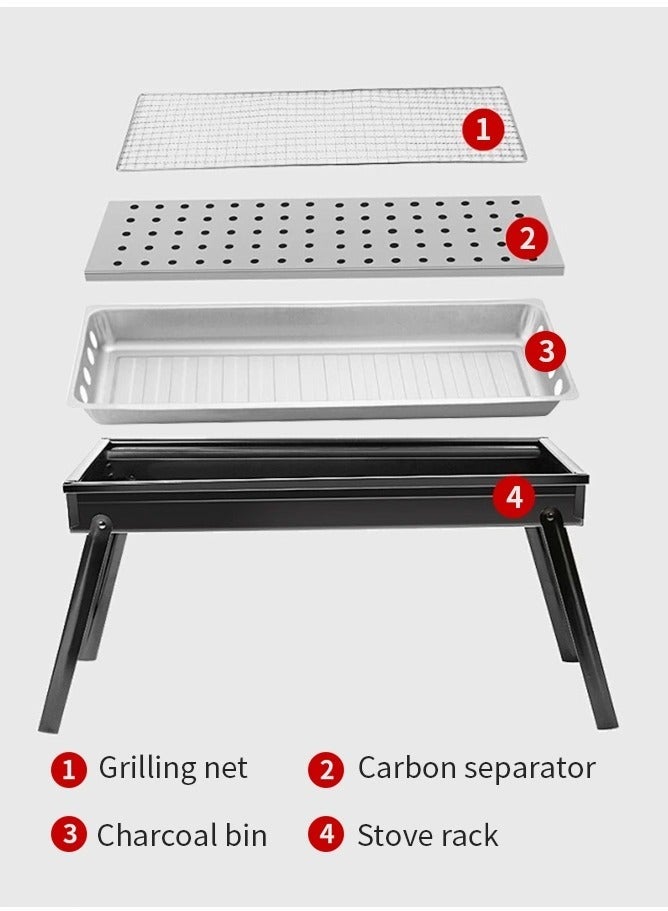 جوجو الحب شواية فحم محمولة باللون الأسود للشواء في الهواء الطلق شواية شواء كباب شواء مطوية للتخييم في الهواء الطلق لحفلات الحديقة الخلفية والنزهات والسفر والطهي في الهواء الطلق - Image 5