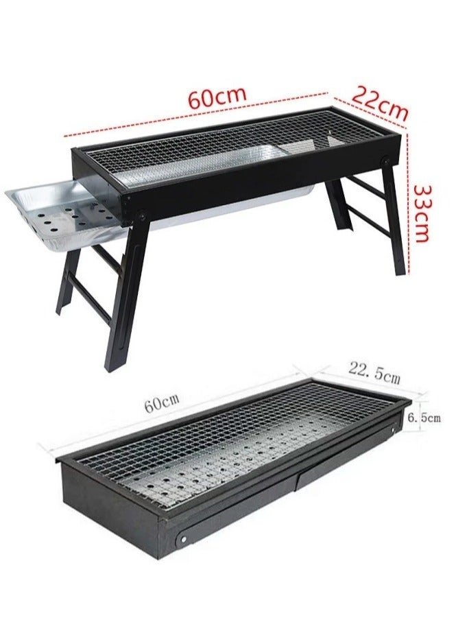 جوجو الحب شواية فحم محمولة باللون الأسود للشواء في الهواء الطلق شواية شواء كباب شواء مطوية للتخييم في الهواء الطلق لحفلات الحديقة الخلفية والنزهات والسفر والطهي في الهواء الطلق - Image 4
