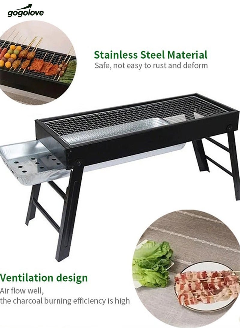 جوجو الحب شواية فحم محمولة باللون الأسود للشواء في الهواء الطلق شواية شواء كباب شواء مطوية للتخييم في الهواء الطلق لحفلات الحديقة الخلفية والنزهات والسفر والطهي في الهواء الطلق - Image 1