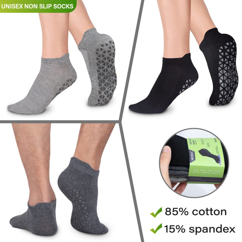 Hromec Non Slip Yoga Socks with Grips for Pilates, Ballet, Barre, Barefoot,Bikram,Hospital Anti Skid Socks for Women and Men - Image 3