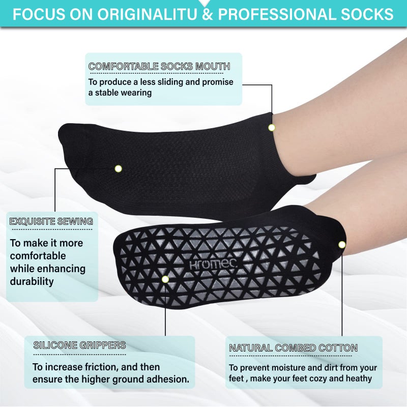 Hromec Non Slip Yoga Socks with Grips for Pilates, Ballet, Barre, Barefoot,Bikram,Hospital Anti Skid Socks for Women and Men - Image 5