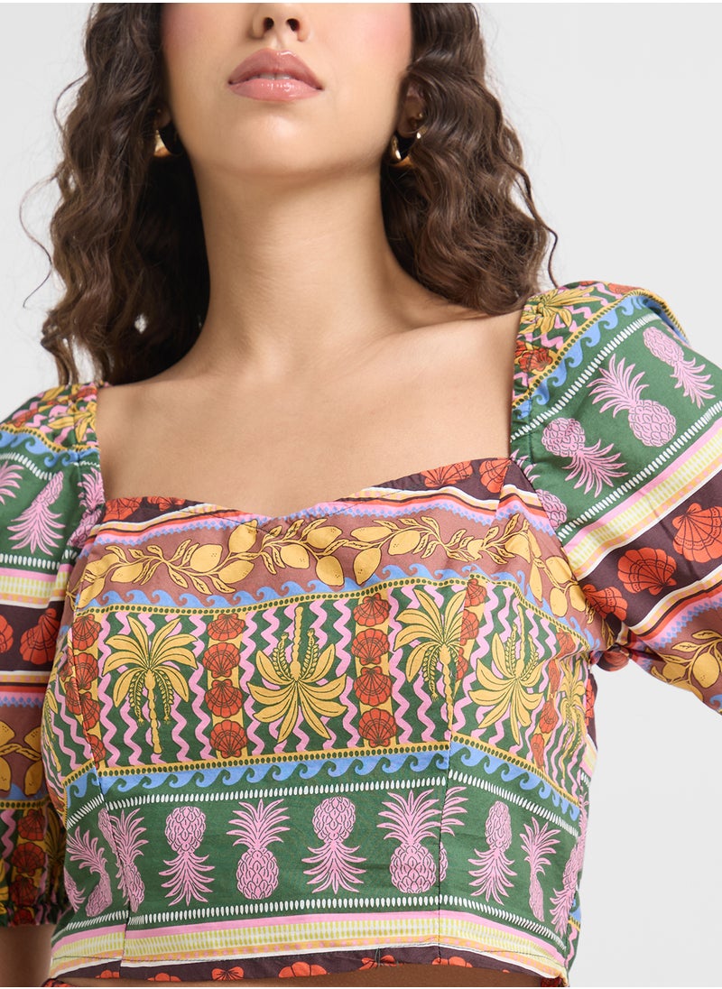 VERO MODA Vmtruely Tropical Ss Crop Top  - Image 3