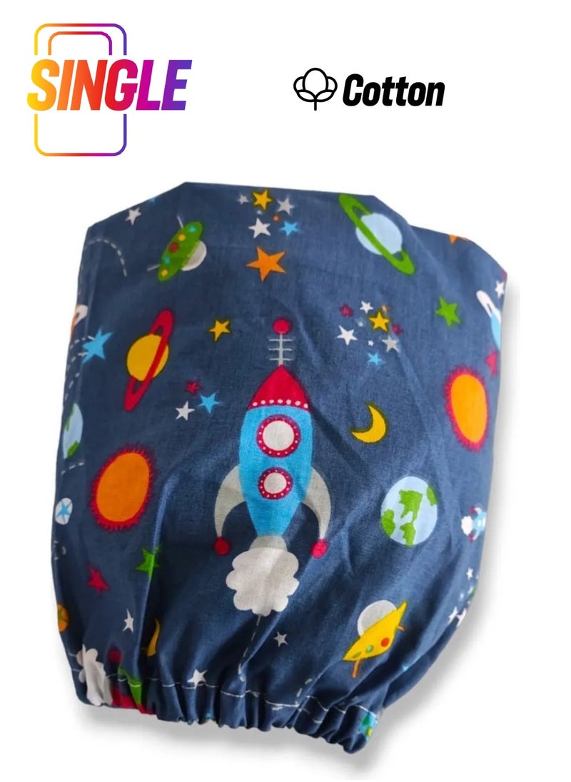 Bebek Özel Baby Special Cotton Baby and Kids Elastic Bed Sheet Blue Galaxy 60X160  - Image 1