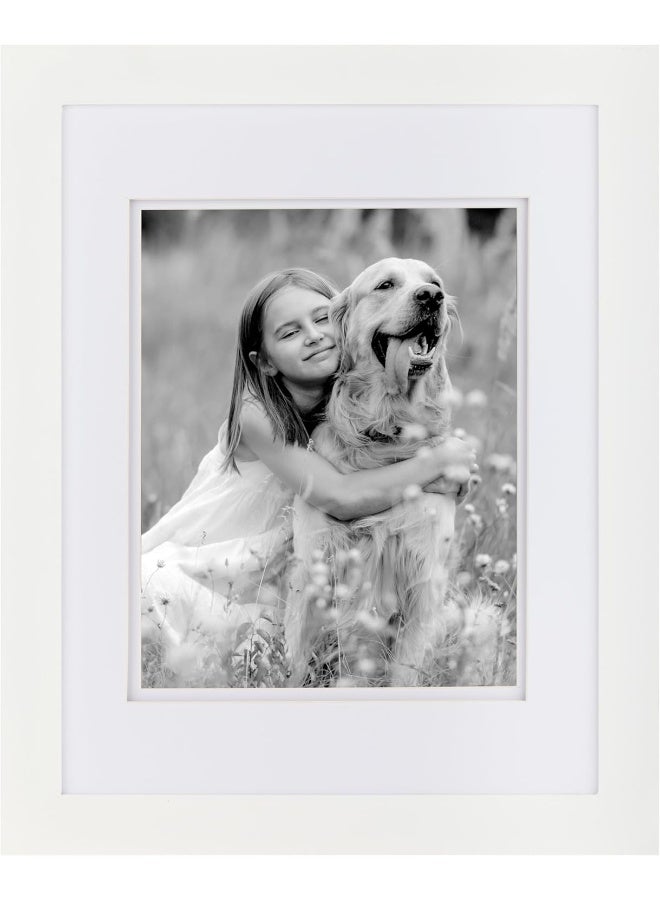 Gallery Solutions  11x14 Wall MountTabletop Picture Frame  Double Mat  Matted to 8x10 White  Versatile Display Option for Your Cherished Memories  Rectangular Tabletop  White Poster Frame - Image 2
