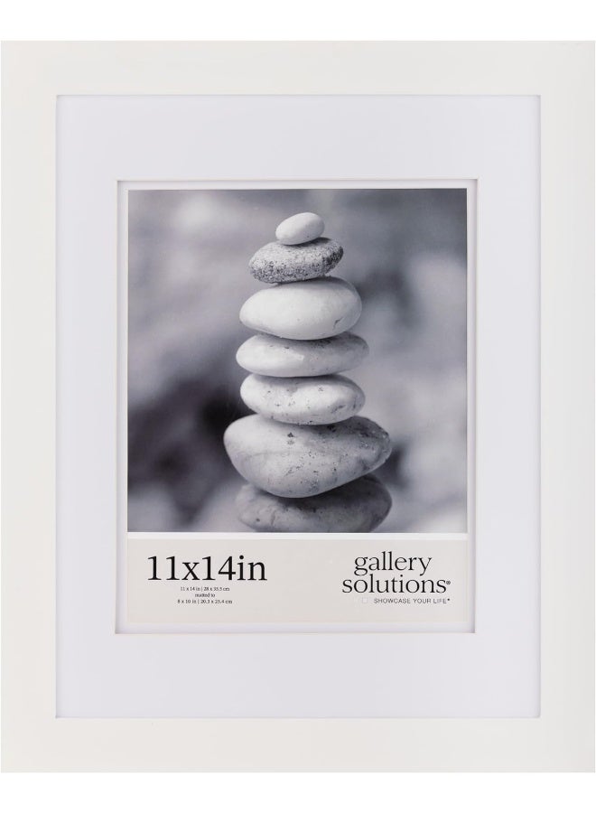 Gallery Solutions  11x14 Wall MountTabletop Picture Frame  Double Mat  Matted to 8x10 White  Versatile Display Option for Your Cherished Memories  Rectangular Tabletop  White Poster Frame - Image 5